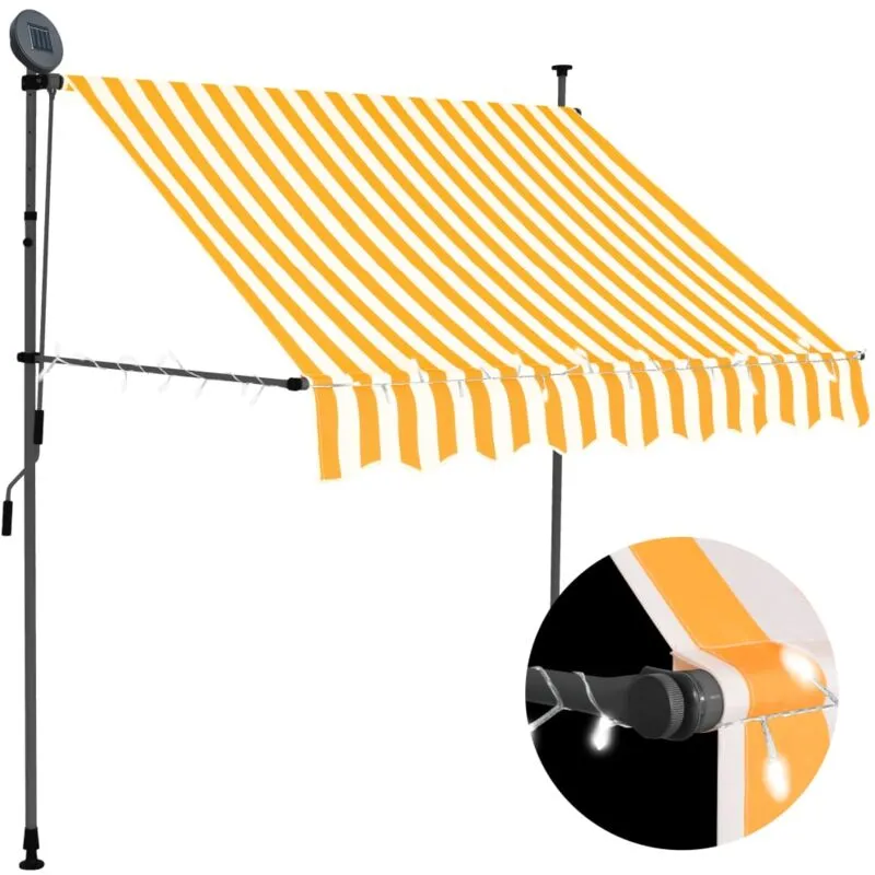 Tenda da Sole Retrattile Manuale led 100 cm Bianca e Arancione - Vidaxl