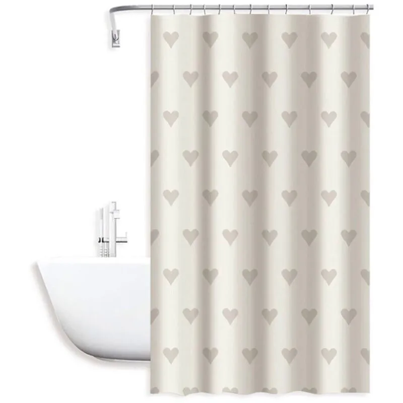 Tenda moderna per doccia vasca da bagno impermeabile pvc 12 ganci decorata con cuori 200x240 cm