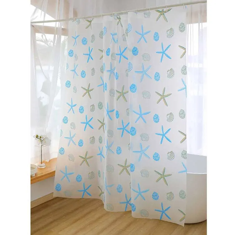 Tenda moderna per doccia vasca da bagno impermeabile pvc 12 ganci decorata con stelle marine 200x240 cm