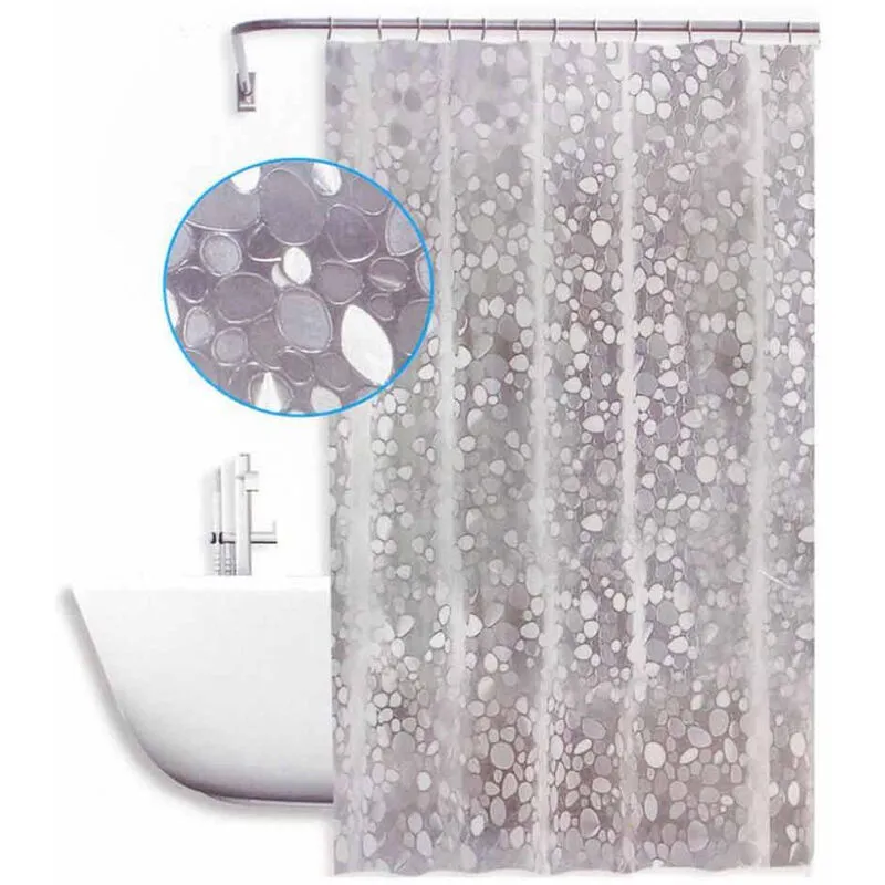 Tenda moderna per doccia vasca da bagno impermeabile pvc 12 ganci effetto pavimentazione ciottoli 200x240 cm