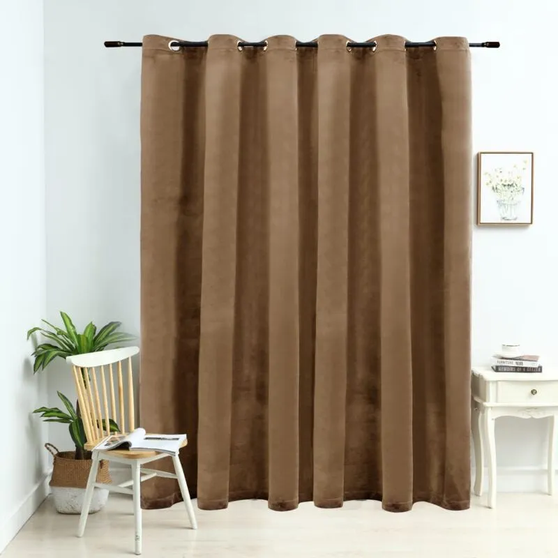 Tenda Oscurante con Anelli in Metallo Velluto Beige 290x245 cm - Vidaxl