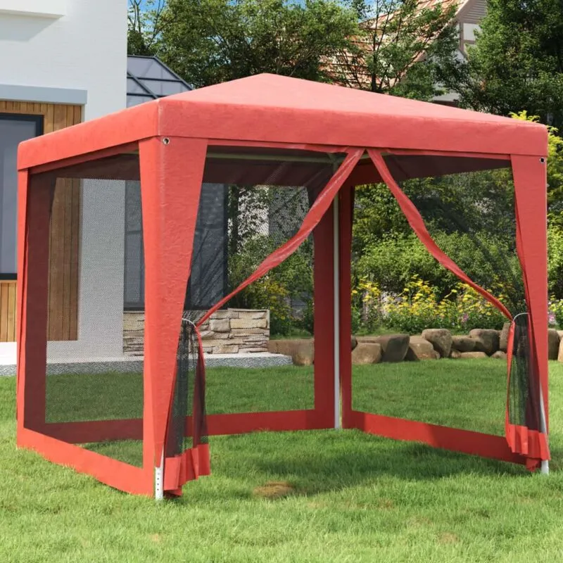 Vidaxl - Tenda per Feste 4 Pareti Laterali in Rete Rossa 2,5x2,5m hdpe