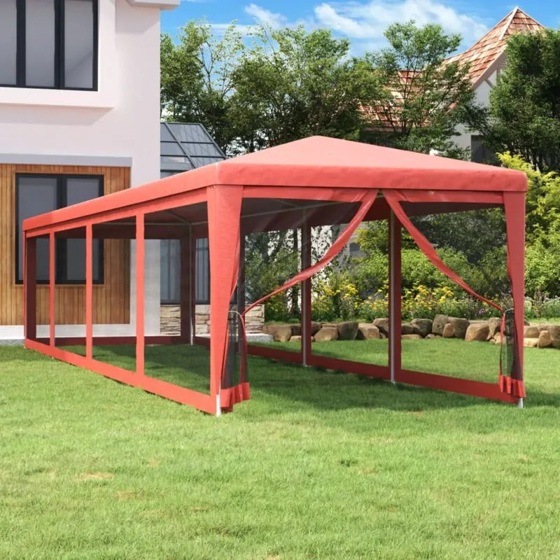 Vidaxl - Tenda per Feste con 10 Pareti Laterali in Rete Rossa 3x12m hdpe