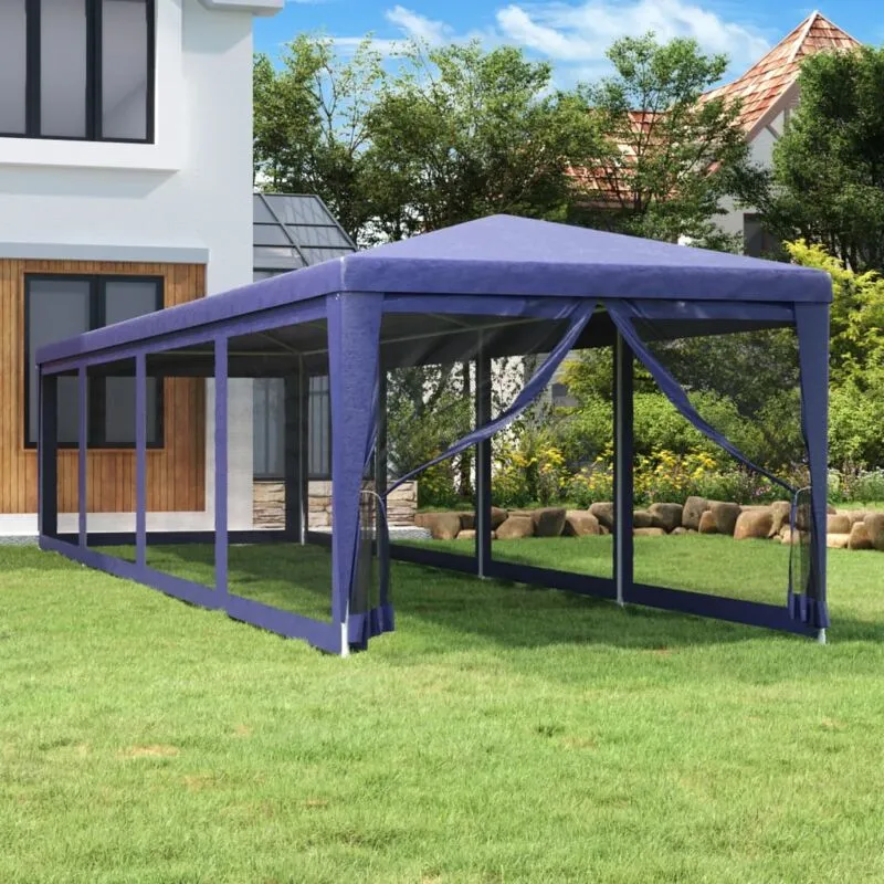 Vidaxl - Tenda per Feste con 10 Pareti Laterali in Rete Blu 3x12 m hdpe