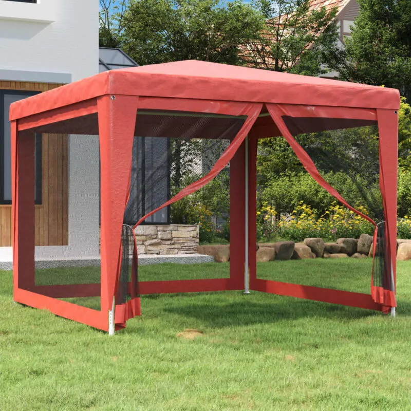 Vidaxl - Tenda per Feste con Pareti Laterali in Rete Rossa 3x3 m hdpe