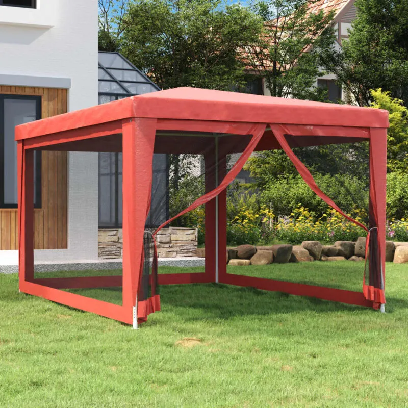 Vidaxl - Tenda per Feste con Pareti Laterali in Rete Rossa 3x4 m hdpe