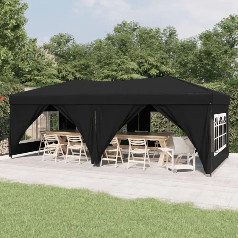 Vidaxl - Tenda per Feste Pieghevole con Pareti Laterali Nero 3x6 m