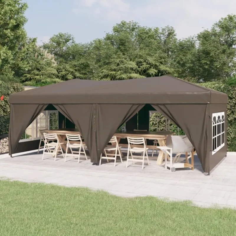 Vidaxl - Tenda per Feste Pieghevole con Pareti Laterali Tortora 3x6 m