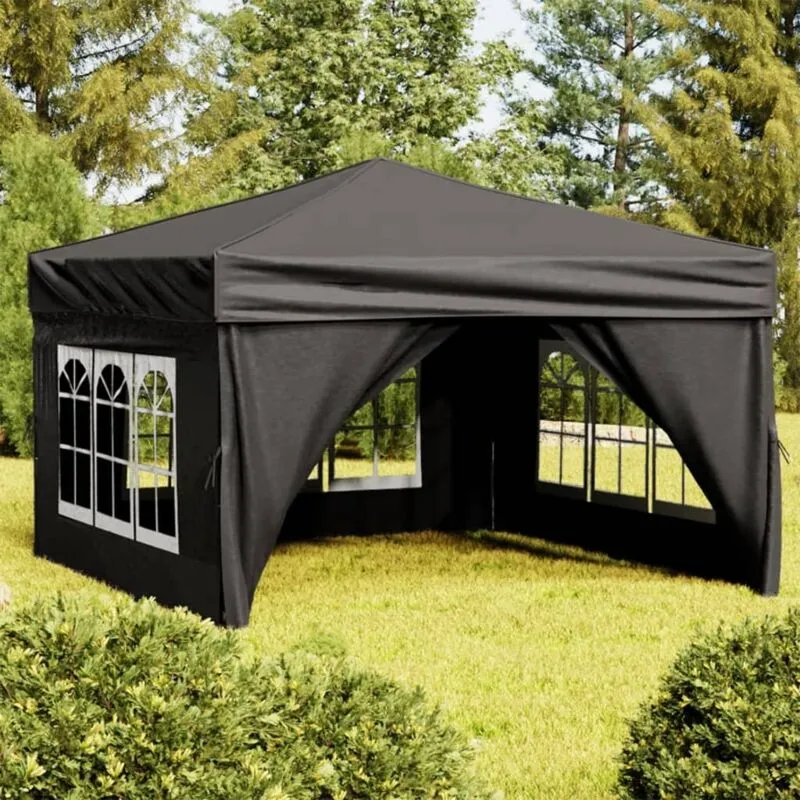 Vidaxl - Tenda per Feste Pieghevole con Pareti Laterali Nero 3x3 m