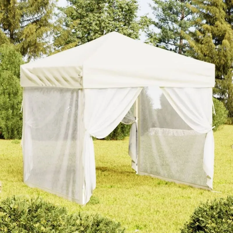 Vidaxl - Tenda per Feste Pieghevole con Pareti Laterali Crema 2x2 m