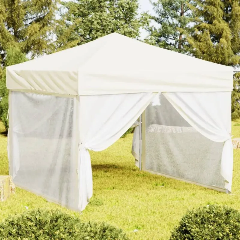 Vidaxl - Tenda per Feste Pieghevole con Pareti Laterali Crema 3x3 m