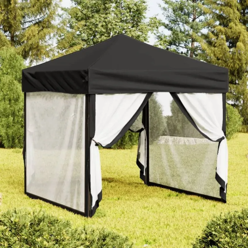 Vidaxl - Tenda per Feste Pieghevole con Pareti Laterali Nero 2x2 m