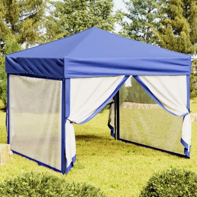 Vidaxl - Tenda per Feste Pieghevole con Pareti Laterali Blu 3x3 m