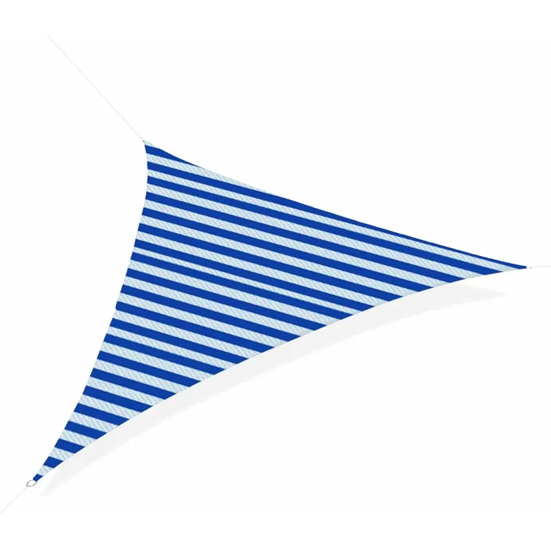 Giordanoshop - Tenda Vela Ombreggiante Triangolare 5x5x5m in Polietilene Strisce Blue e Bianco