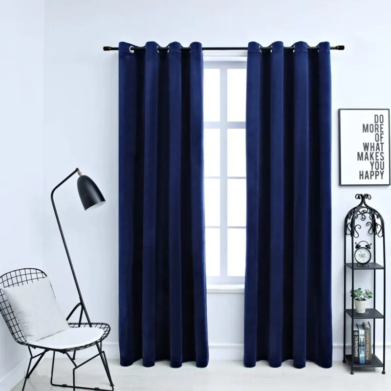 Vidaxl - Tende Oscuranti con Anelli 2 pz Blu Scuro in Velluto 140x245 cm