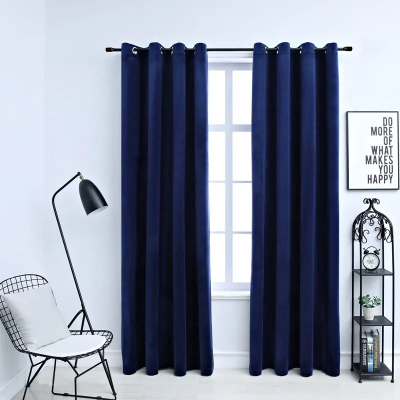 Vidaxl - Tende Oscuranti con Anelli 2 pz Blu Scuro in Velluto 140x175 cm