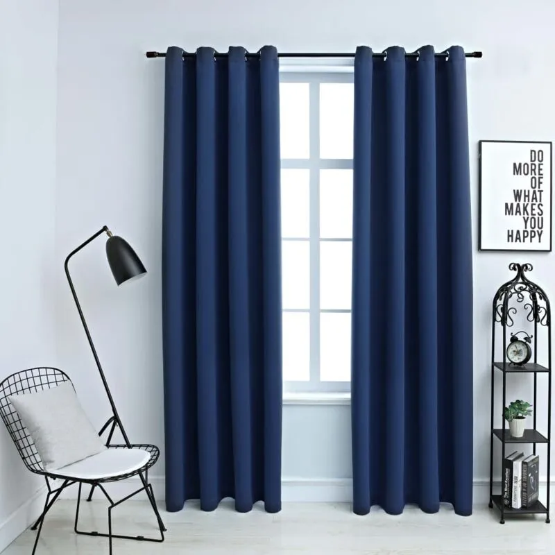 Tende Oscuranti con Anelli in Metallo 2 pz Blu 140x225 cm - Vidaxl