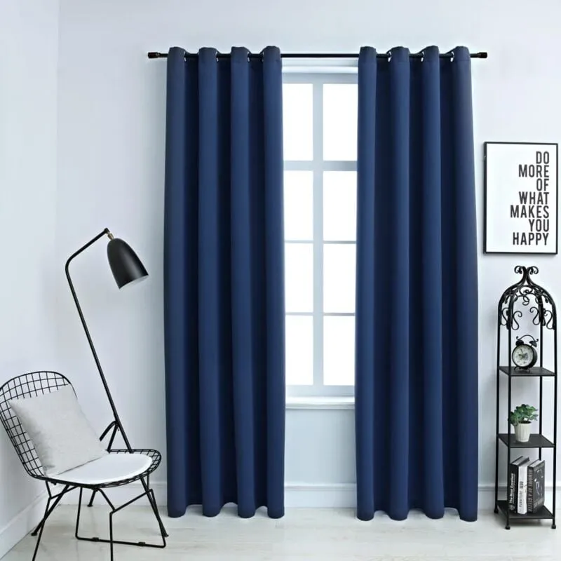 Vidaxl - Tende Oscuranti con Anelli in Metallo 2 pz Blu 140x245 cm