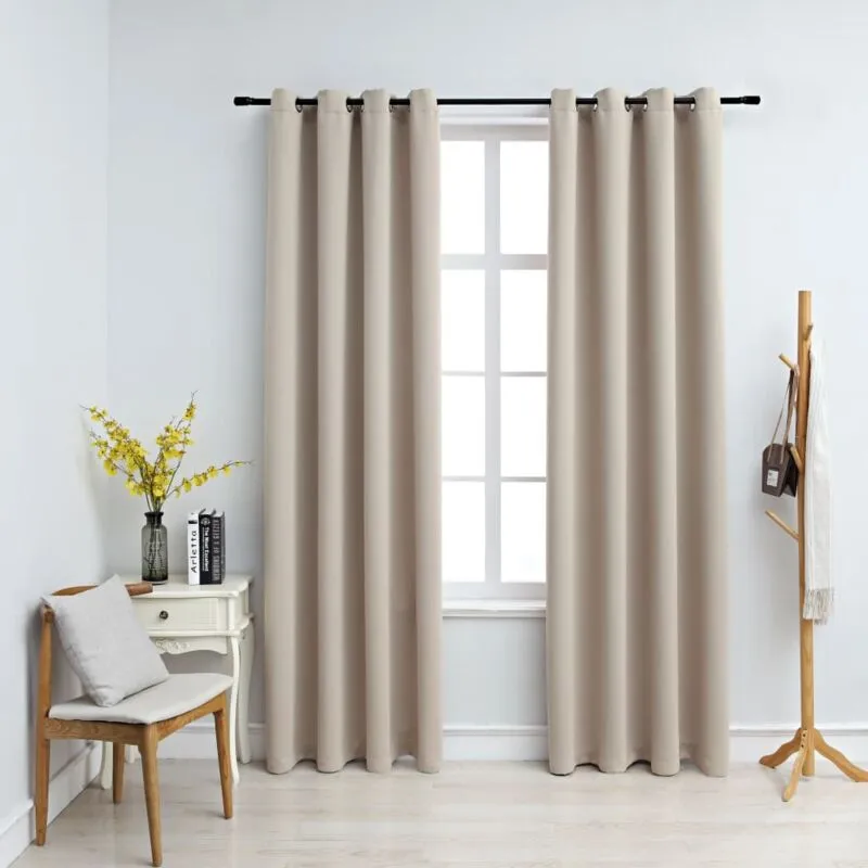 Vidaxl - Tende Oscuranti con Anelli in Metallo 2 pz Beige 140x245 cm