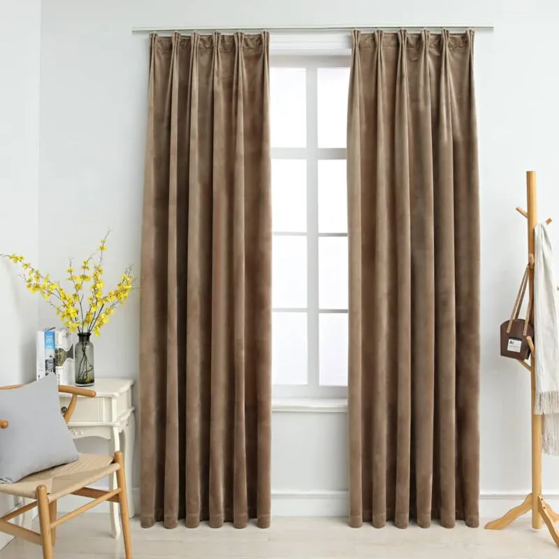 Vidaxl - Tende Oscuranti con Ganci 2 pz Beige in Velluto 140x225 cm