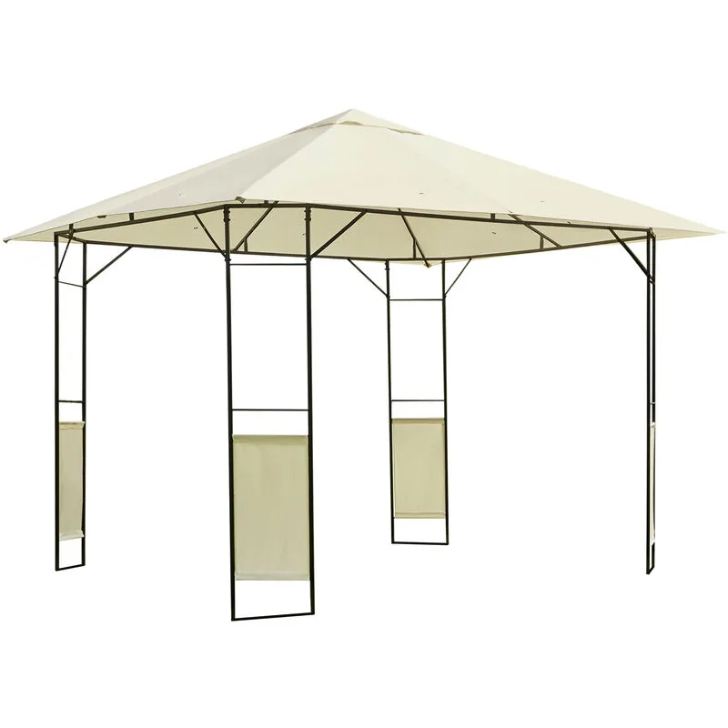 Tendone Gazebo da Giardino Bianco in Metallo 3x3m