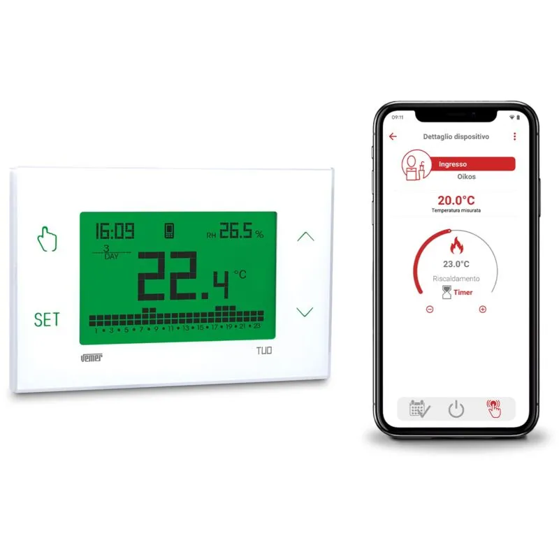 Termostato 4G-LTE con sim Dati Inclusa Configurazione Bluetooth e Controllo da Remoto con app Vemer VE795800 Tuo 4G