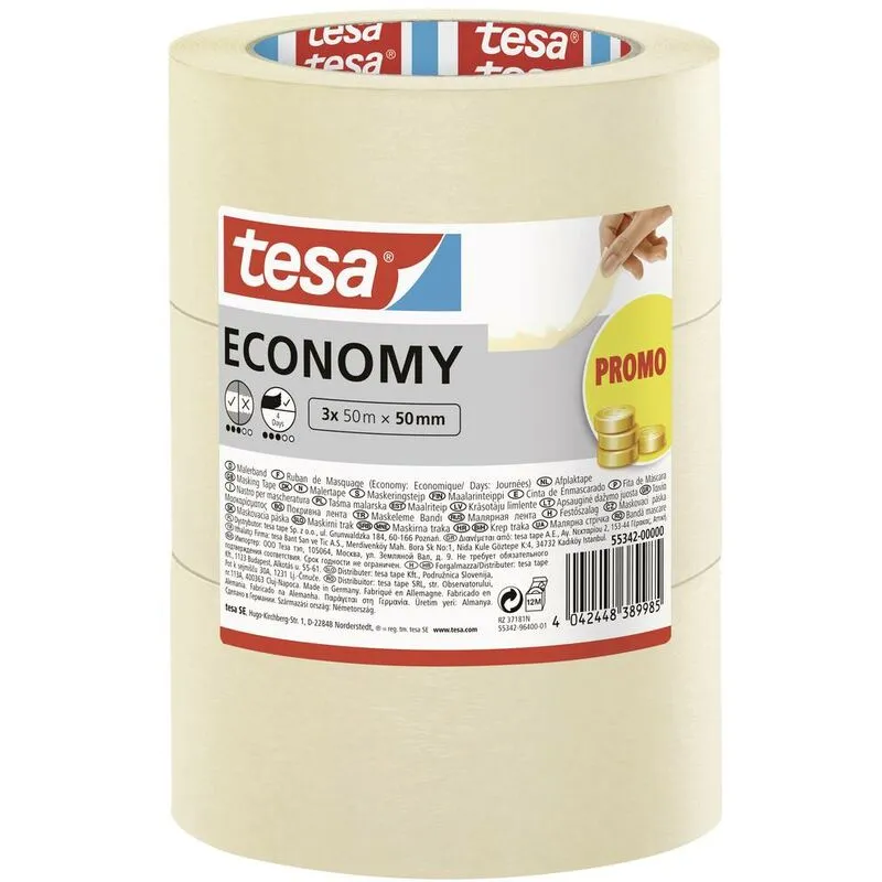 Economy 55342-00000-00 Nastro di mascheratura per pittura Bianco (l x l) 50 m x 50 mm 3 pz. - 