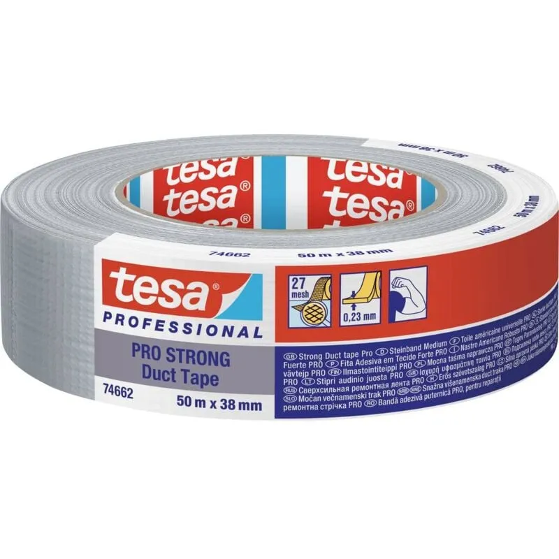 tesa Duct Tape PRO-STRONG 74662-00004-00 Nastro per riparazioni Grigio (L x L) 50 m x 38 mm 1 pz.