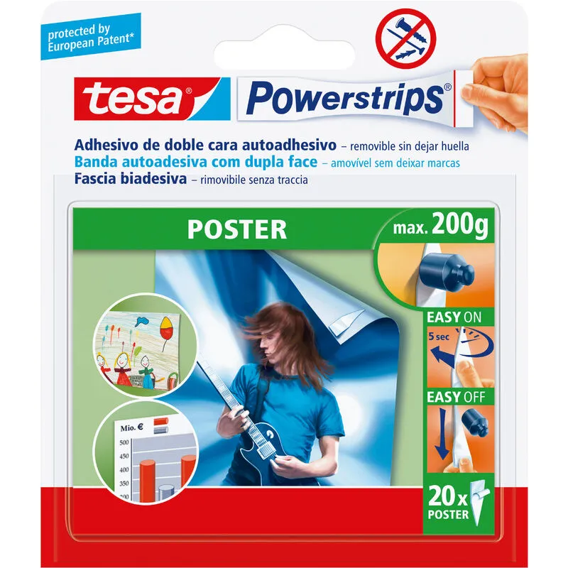 Powerstrips 20 strisce biadesive poster cf 15,0 - 