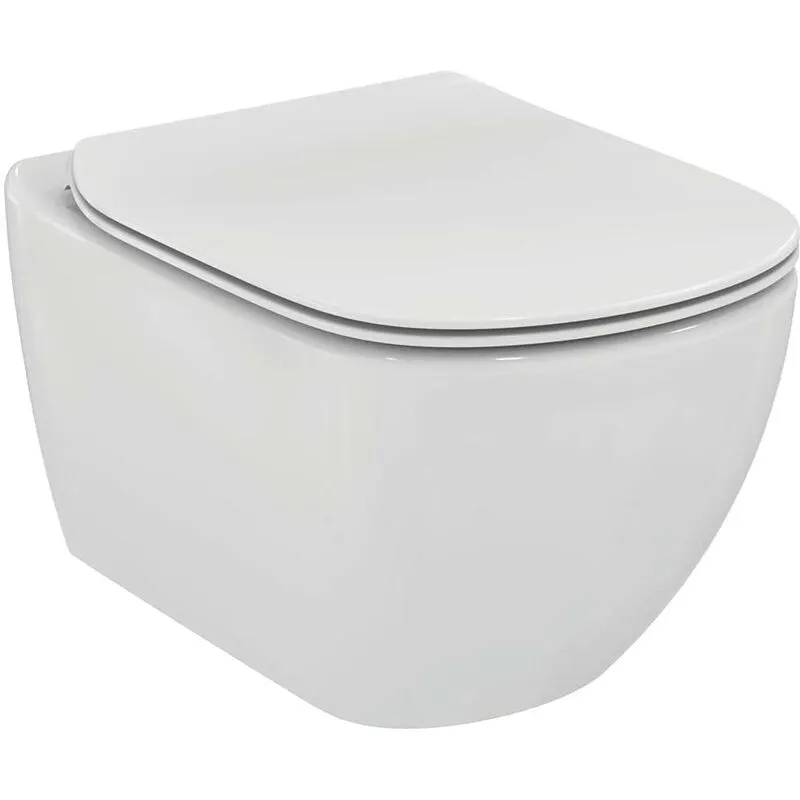 Tesi Vaso wc Sospeso AquaBlade®, Senza Brida, Con Sedile Slim Senza Discesa Rallentata, 53,5x36,5x33,5cm, Bianco Lucido - T465301 - 