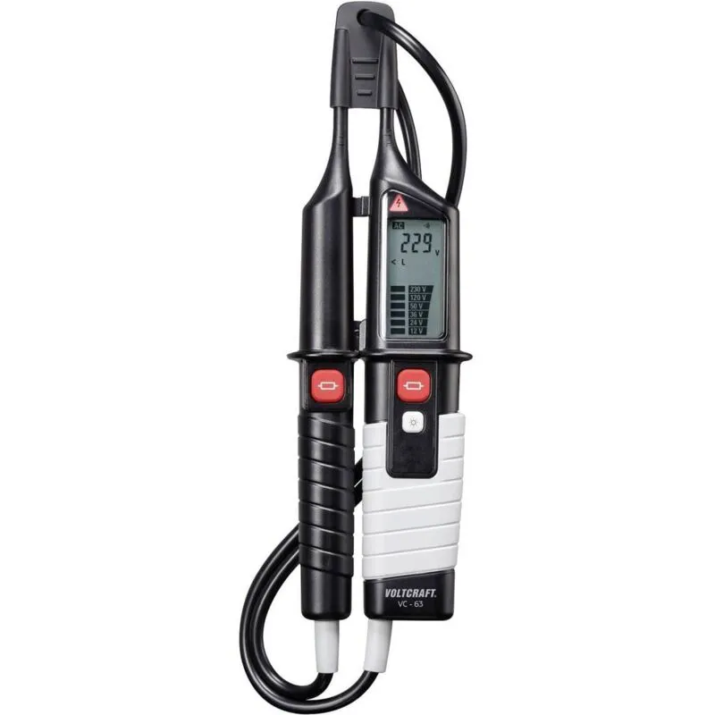 Vc 63 Tester di tensione a due poli cat iii 1000 v, cat iv 600 v Acustico, lcd, led - Voltcraft