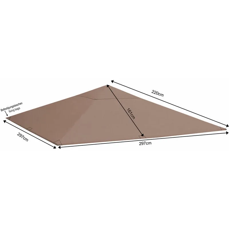 Tetto di ricambio per Gazebo da giardino 3x3m Marrone-Grigio