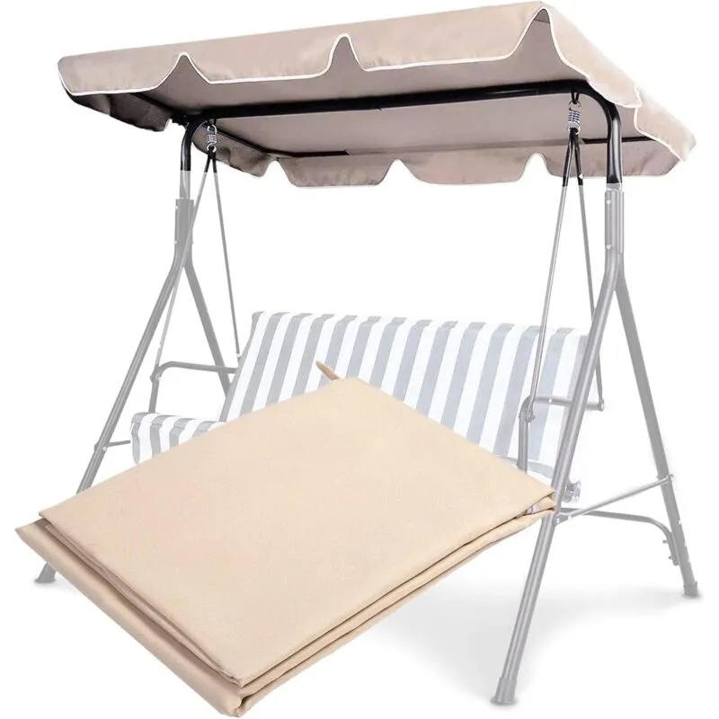 Tettuccio per Dondolo 2/3 Posti, Tetto di Ricambio Anti-UV e Impermeabile (196 x 109 cm, beige) - Goplus