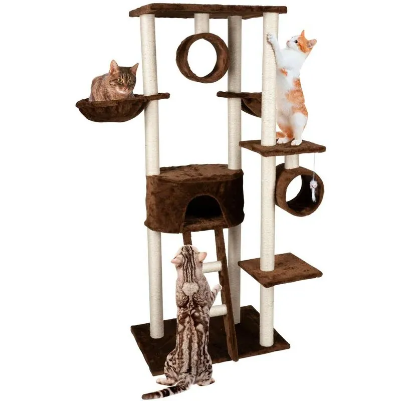 Bakaji - Tiragraffi Gatti Albero Sisal Parco Giochi Gatto Tira Graffi Alto 165cm Marrone