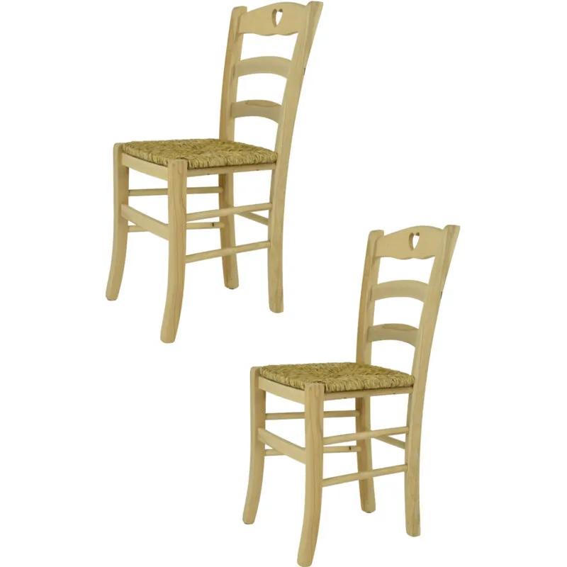  - Tommychairs - Set 2 sedie modello Cuore per cucina bar e sala da pranzo, robusta struttura in legno di faggio levigato, non trattato, 100%