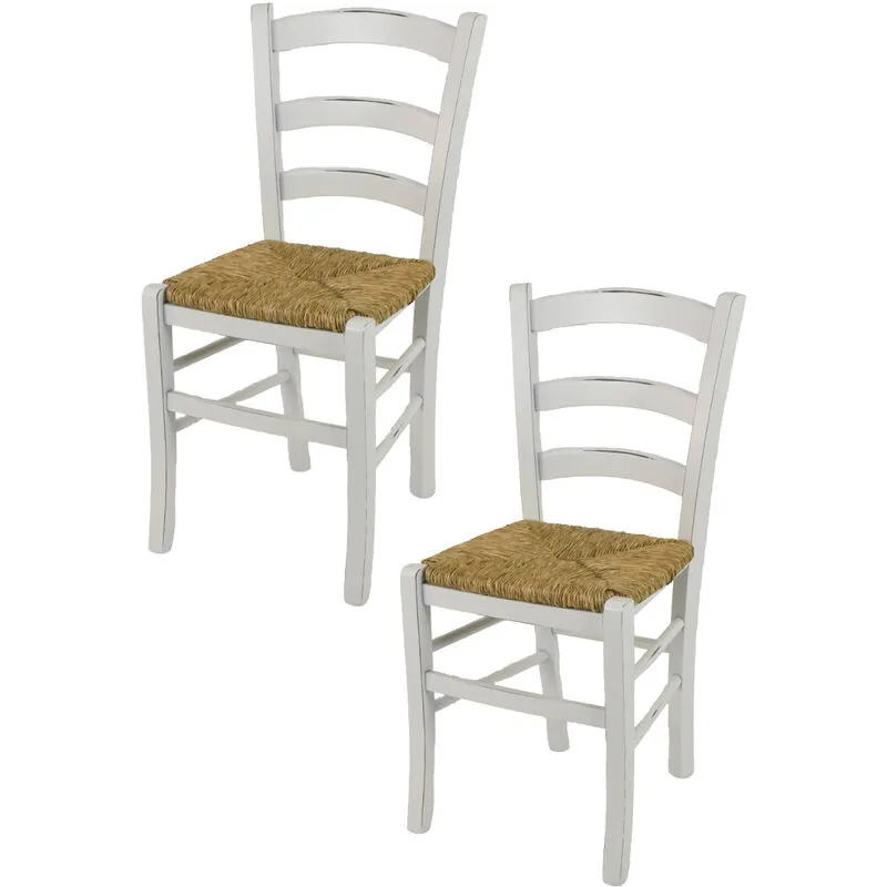  - Tommychairs - Set 2 sedie modello Venezia per cucina bar e sala da pranzo dallo stile Shabby Chic, robusta struttura in legno di faggio