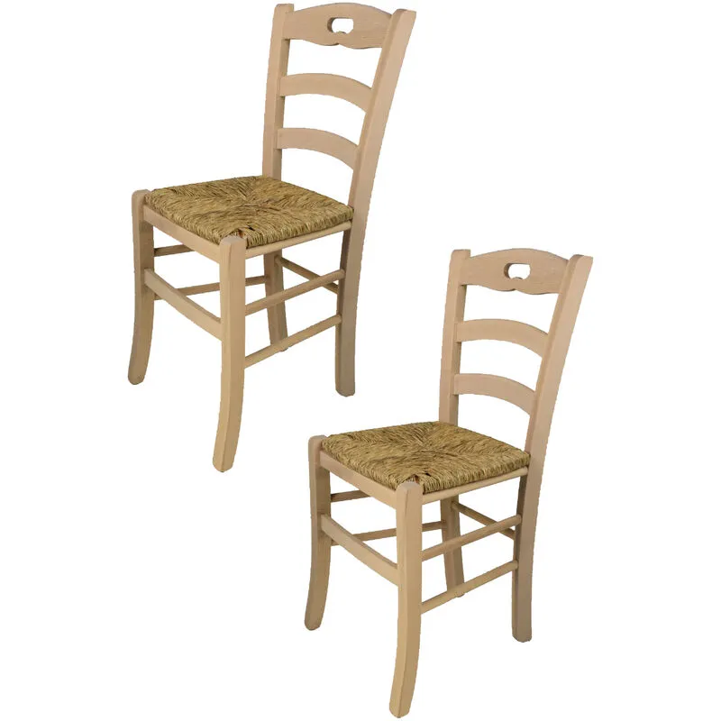  - Tommychairs - Set 2 sedie modello Savoie per cucina bar e sala da pranzo, robusta struttura in legno di faggio levigato, non trattato, 100%