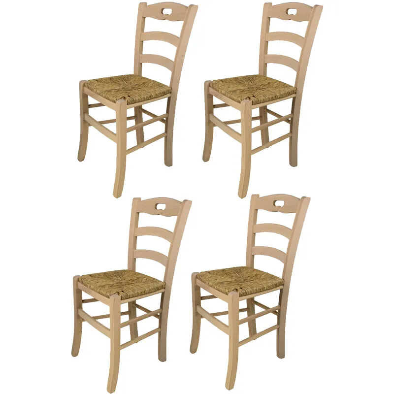  - Tommychairs - Set 4 sedie modello Savoie per cucina bar e sala da pranzo, robusta struttura in legno di faggio levigato, non trattato, 100%