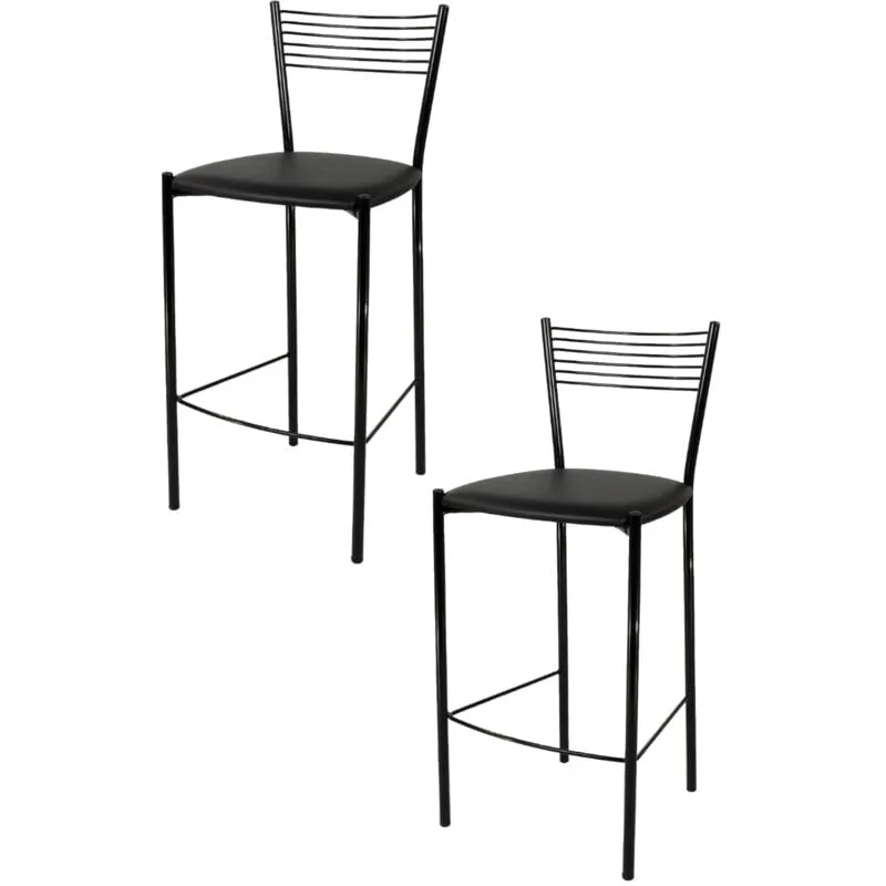  - Tommychairs - Set 2 sgabelli alti modello Elegance per cucina e bar, struttura in acciaio verniciata colore nero e seduta imbottita e