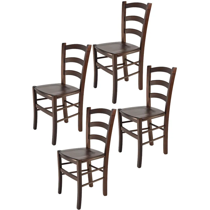  - Tommychairs - Set 4 sedie modello Venice per cucina bar e sala da pranzo, robusta struttura in legno di faggio color noce scuro e seduta in