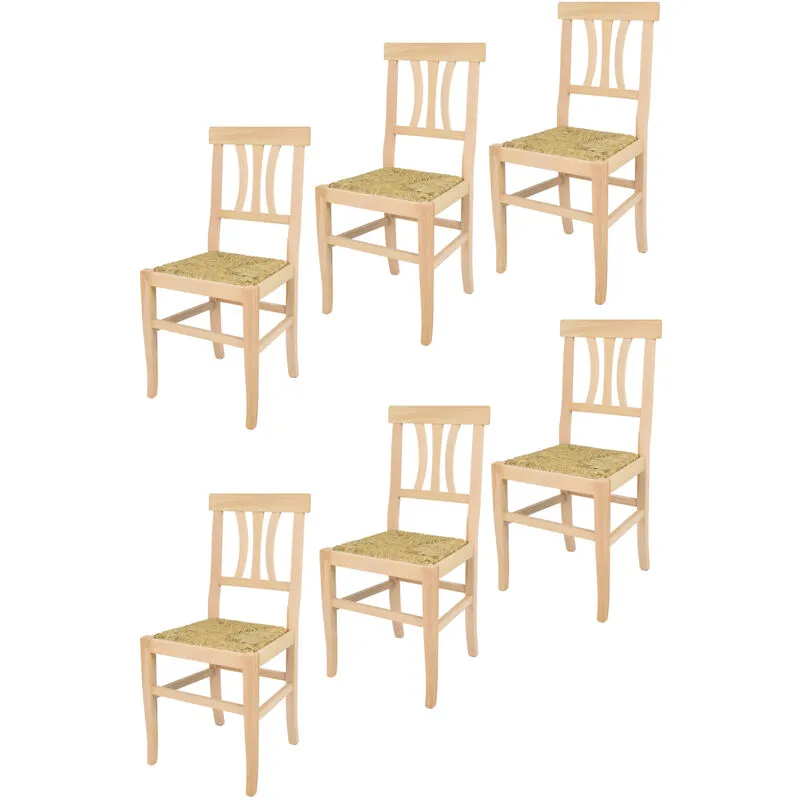  - Tommychairs - Set 6 sedie modello Artemisia per cucina bar e sala da pranzo, robusta struttura in legno di faggio levigato, non trattato,