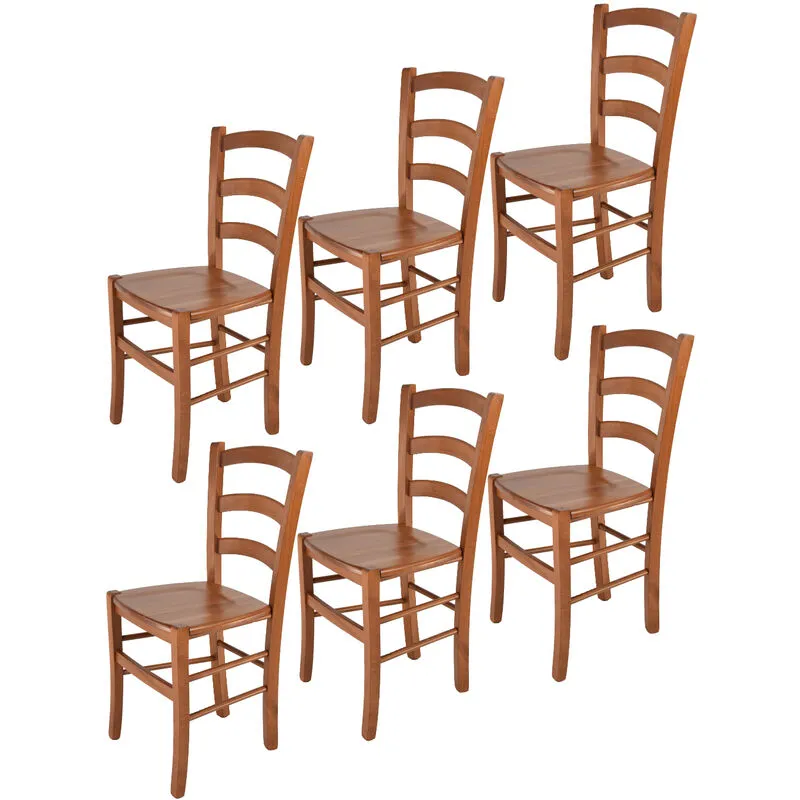  - Tommychairs - Set 6 sedie modello Venice per cucina bar e sala da pranzo, robusta struttura in legno di faggio color ciliegio e seduta in