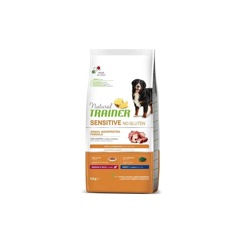 Trainer Natural Sensitive No Gluten per Cane Adult Medium/Maxi da 12 Kg Anatra