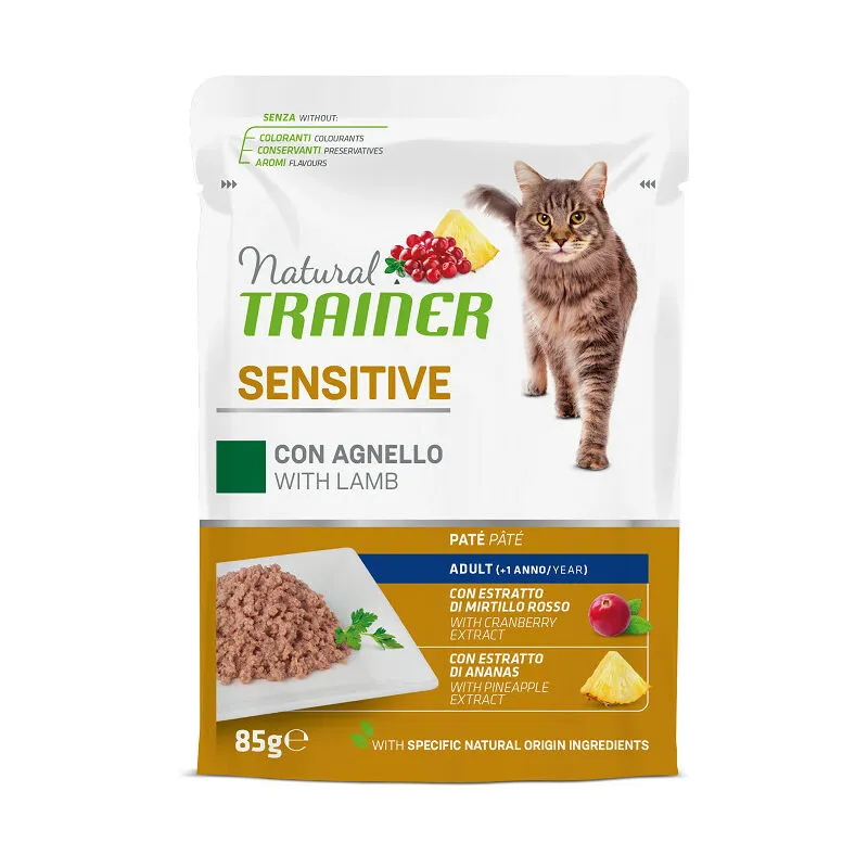 Trainer Natural Sensitive per Gatti Adulti da 85 gr Agnello