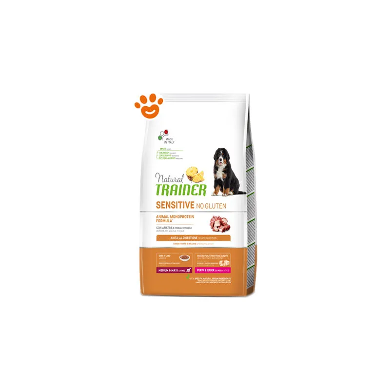 Trainer - Natural Dog Sensitive No Gluten Puppy Junior Medium Maxi Anatra - Sacco da 3 kg