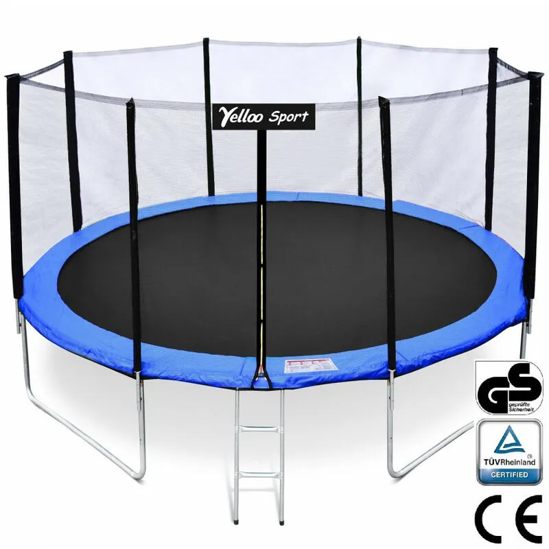 Yelloo - 366 Cm Blu - Trampolino Elastico Tappeto Da Giardino Certificato Ce Tuv Gs