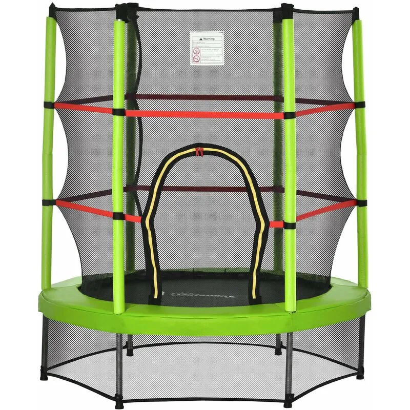 Trampolino Tappeto Elastico per Bambini Ø140x160 cm in Metallo Verde e Nero