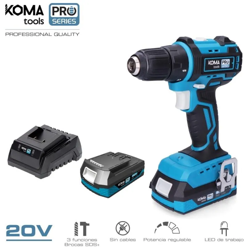  - Kit trapano/avvitatore 20v brushless koma tools pro series battery 20v