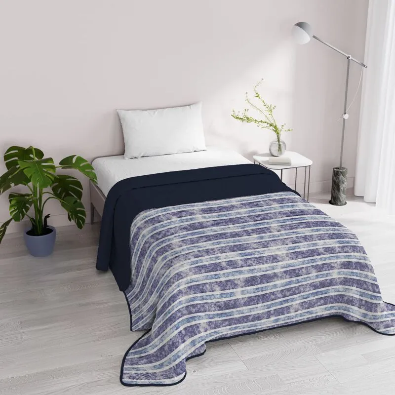 Trapuntino Estivo in Microfibra fantasy, Singolo 170x270cm, Jeans Stripes