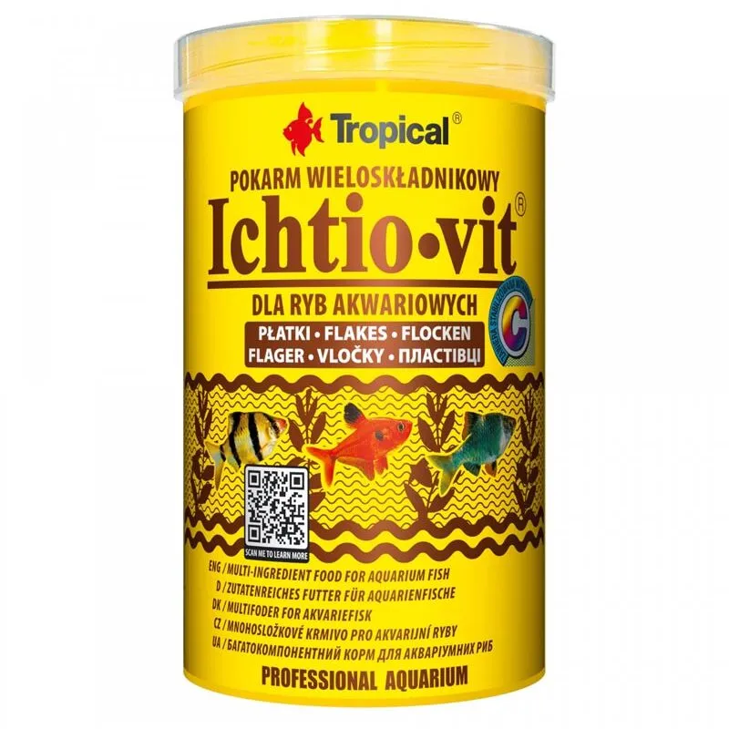  - Ichtio-vit Flakes 1000ml/200gr - mangime di base in scaglie, ricco di ingredienti